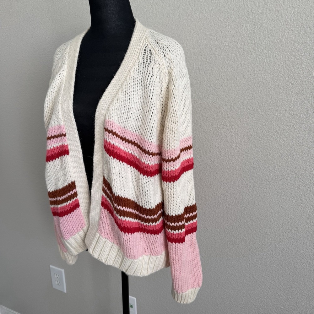 XíRENA Striped Cardigan XS Chunky Knit Boho Oversized Open Front Alpaca Blend - Picture 3 of 12